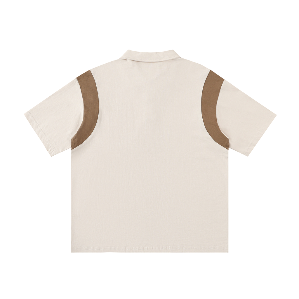 Contrast Panel Cotton Polo Shirt