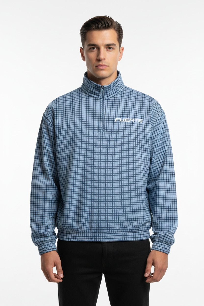 Unisex Plaid Quarter-Zip Sweatshirt