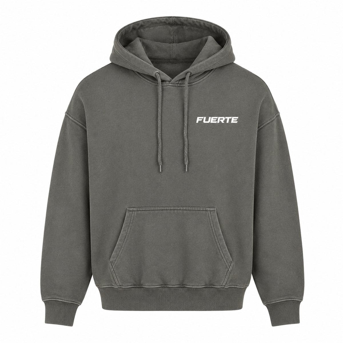 FUERTE Snow-Wash Raw-Edge Hoodie