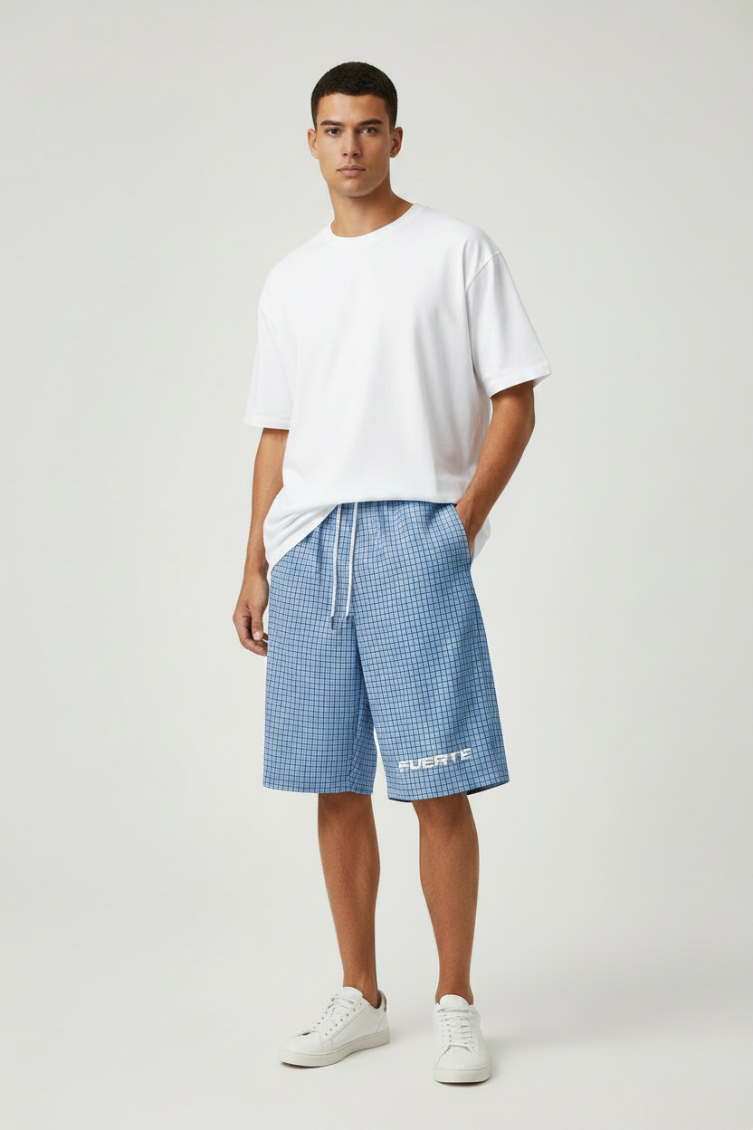 Unisex Plaid Drawstring Shorts