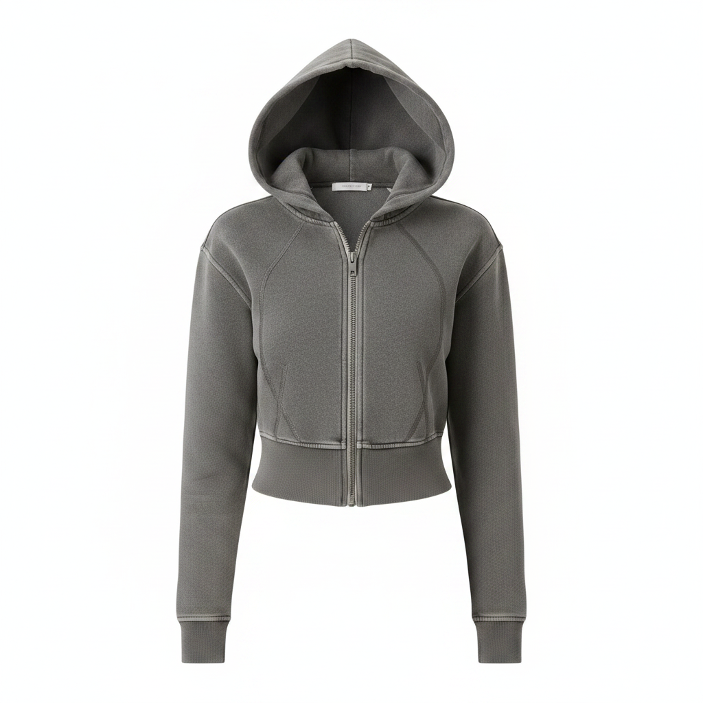 Vintage Washed Cropped Fleece Hoodie
