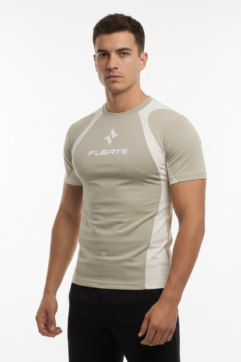 Contrast Panel Cotton T-Shirt