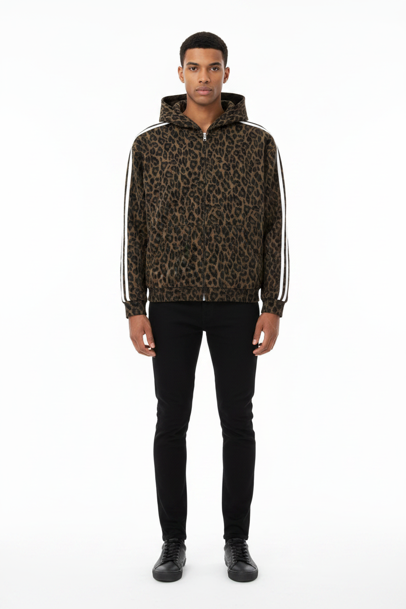FUERTE Leopard Full-Zip Hoodie