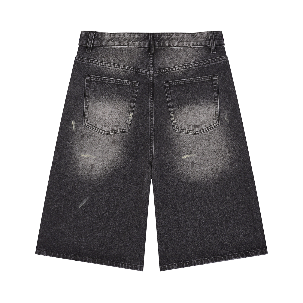 Men’s Vintage Wash Wide Leg Denim Shorts - Back Studio View