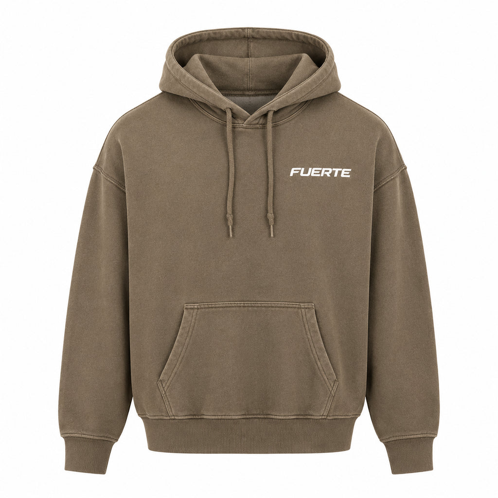 FUERTE Snow-Wash Raw-Edge Hoodie