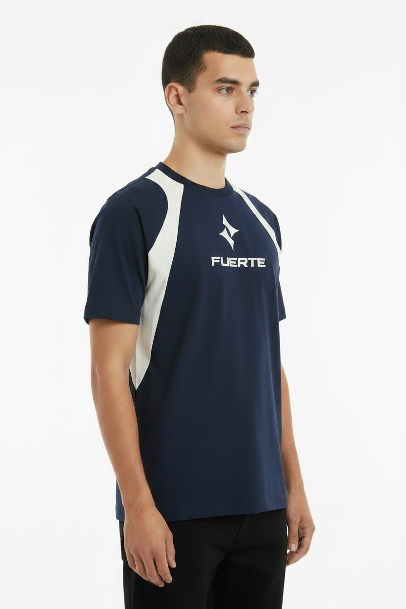 Contrast Panel Cotton T-Shirt