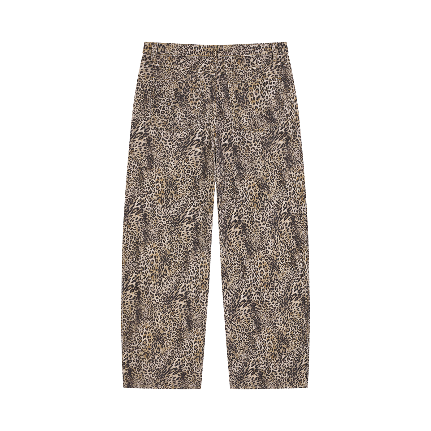 Unisex Vintage Wash Leopard Wide Leg Jeans