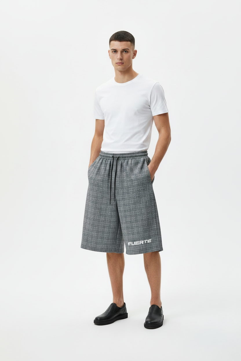 Unisex Plaid Drawstring Shorts