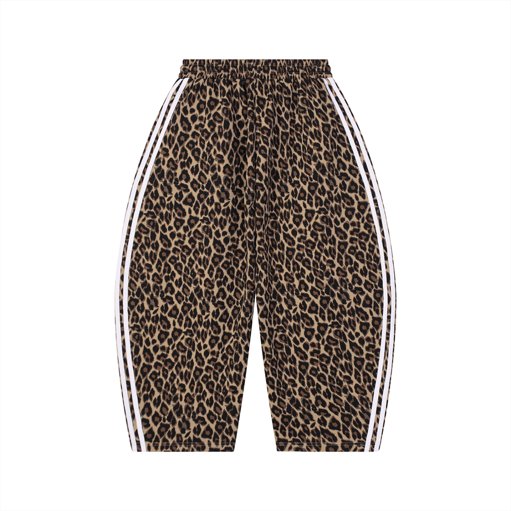 FUERTE Leopard Barrel-Leg Sweatpants