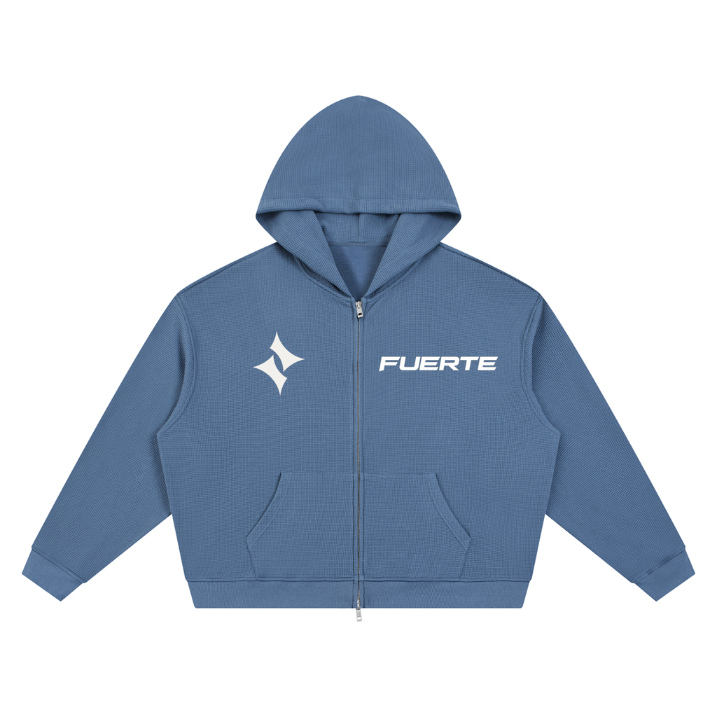 Unisex Waffle Boxy Full Zip Hoodie