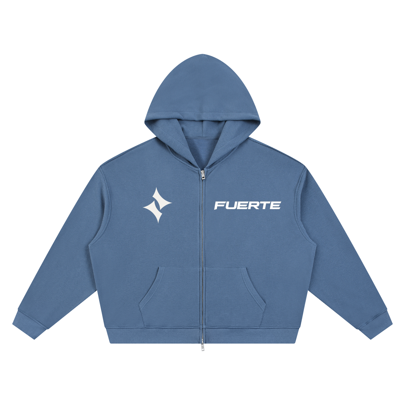 Unisex Waffle Boxy Full Zip Hoodie
