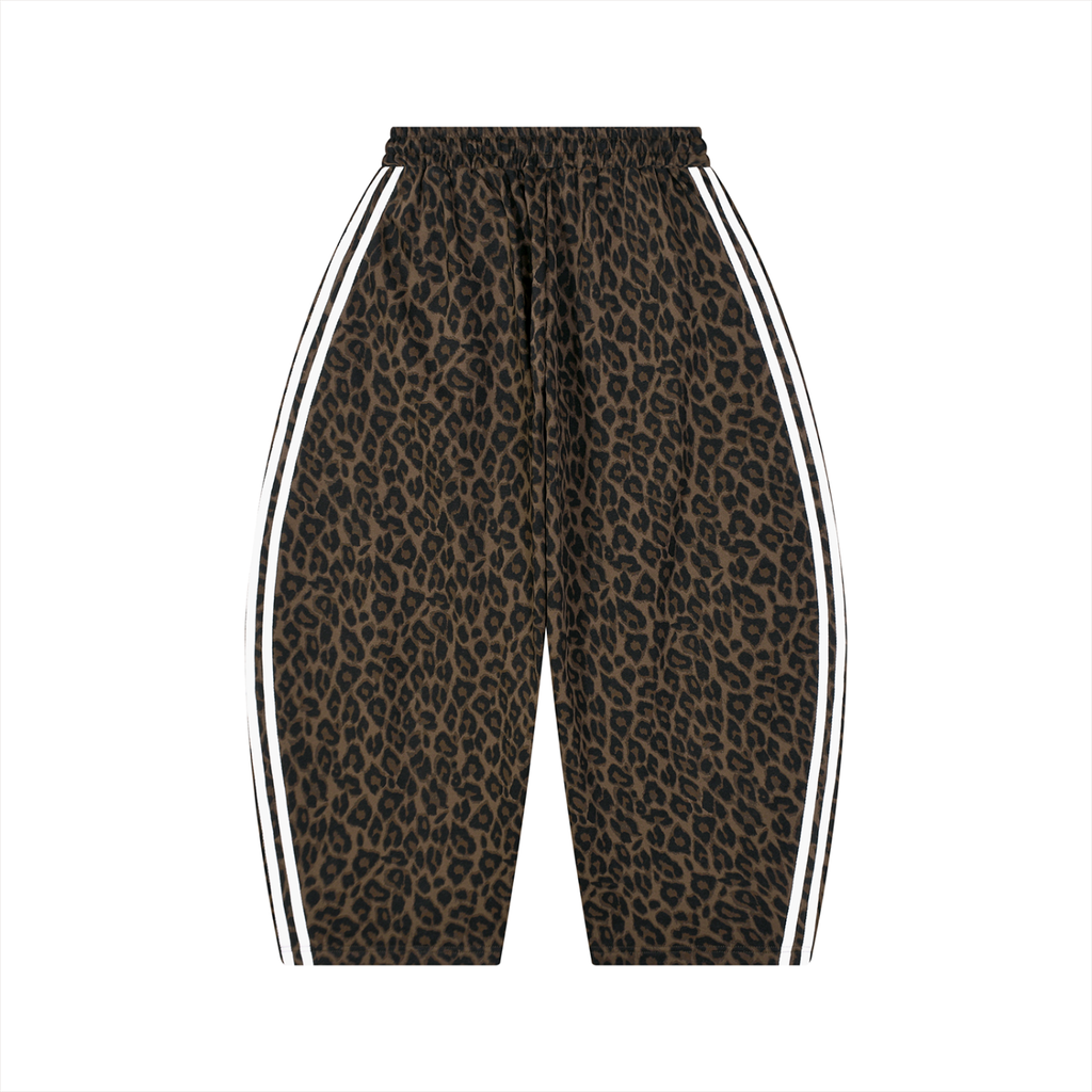 FUERTE Leopard Barrel-Leg Sweatpants