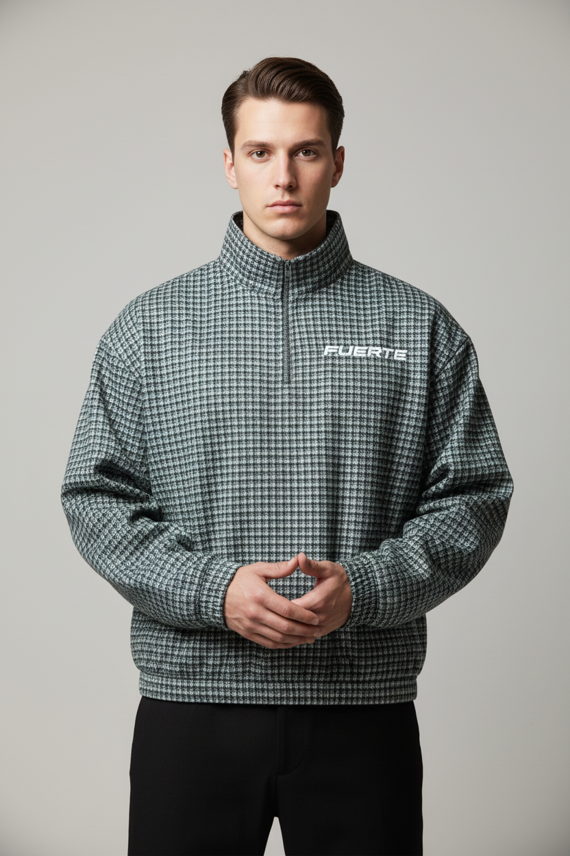 Unisex Plaid Quarter-Zip Sweatshirt