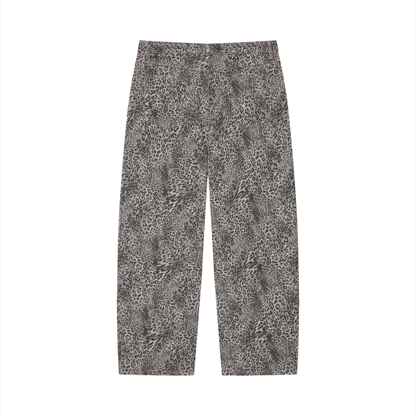 Unisex Vintage Wash Leopard Wide Leg Jeans