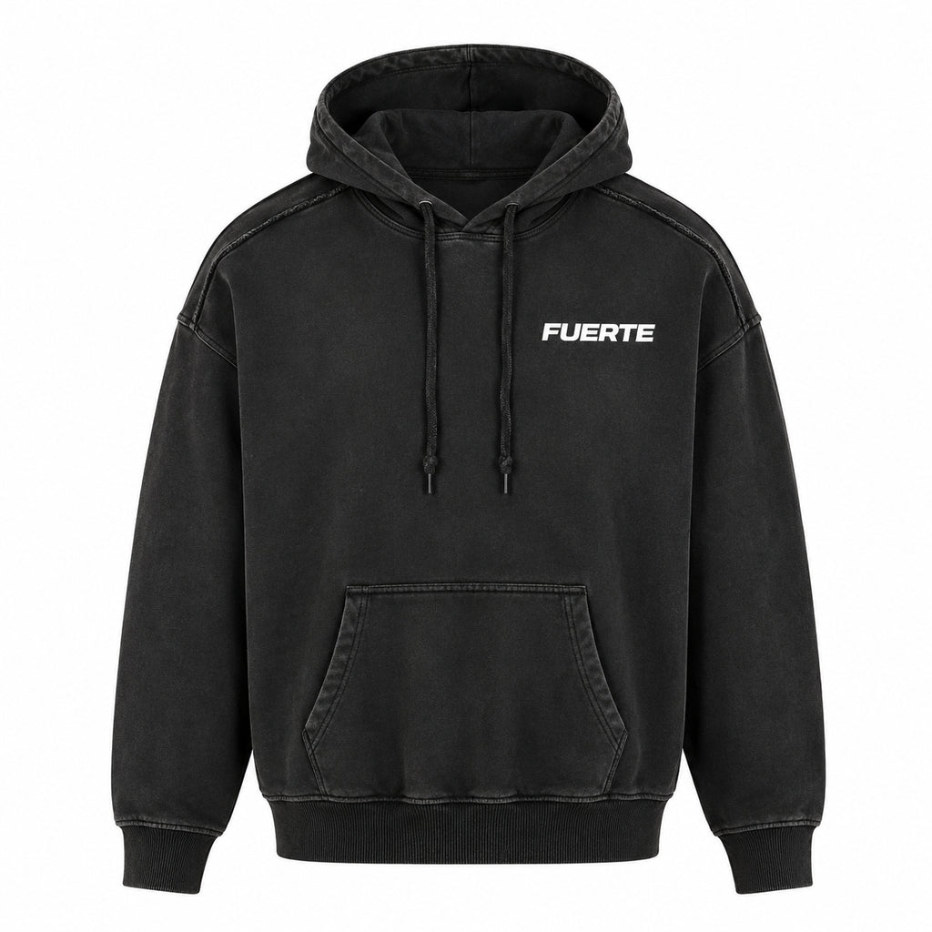 FUERTE Snow-Wash Raw-Edge Hoodie