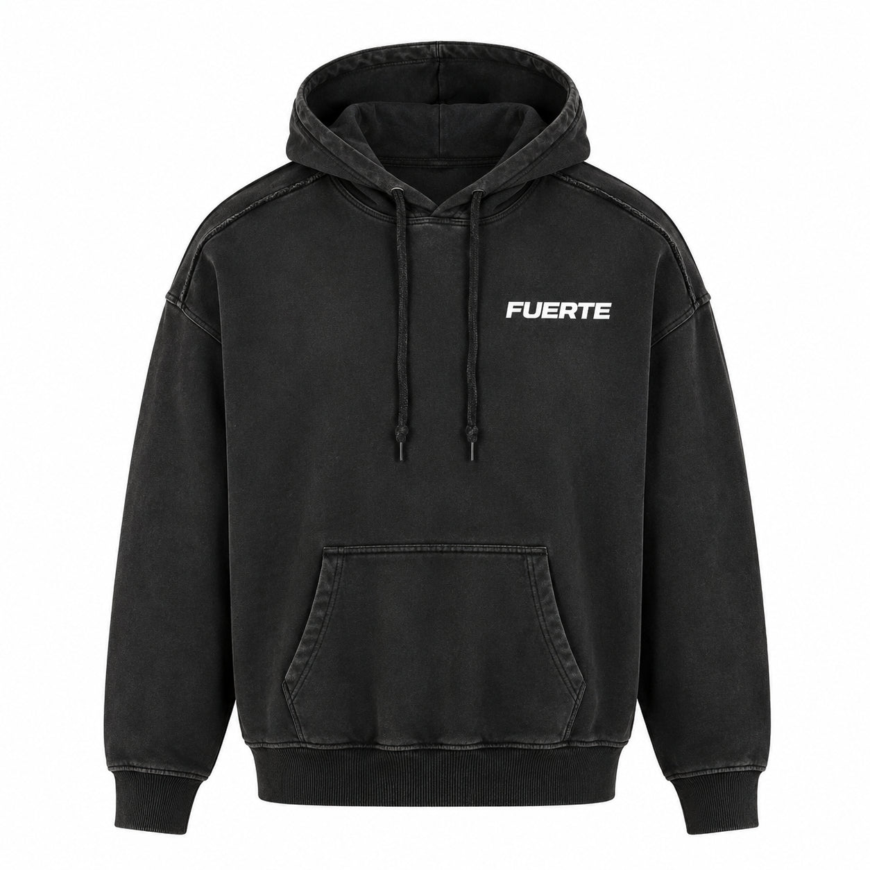 FUERTE Snow-Wash Raw-Edge Hoodie