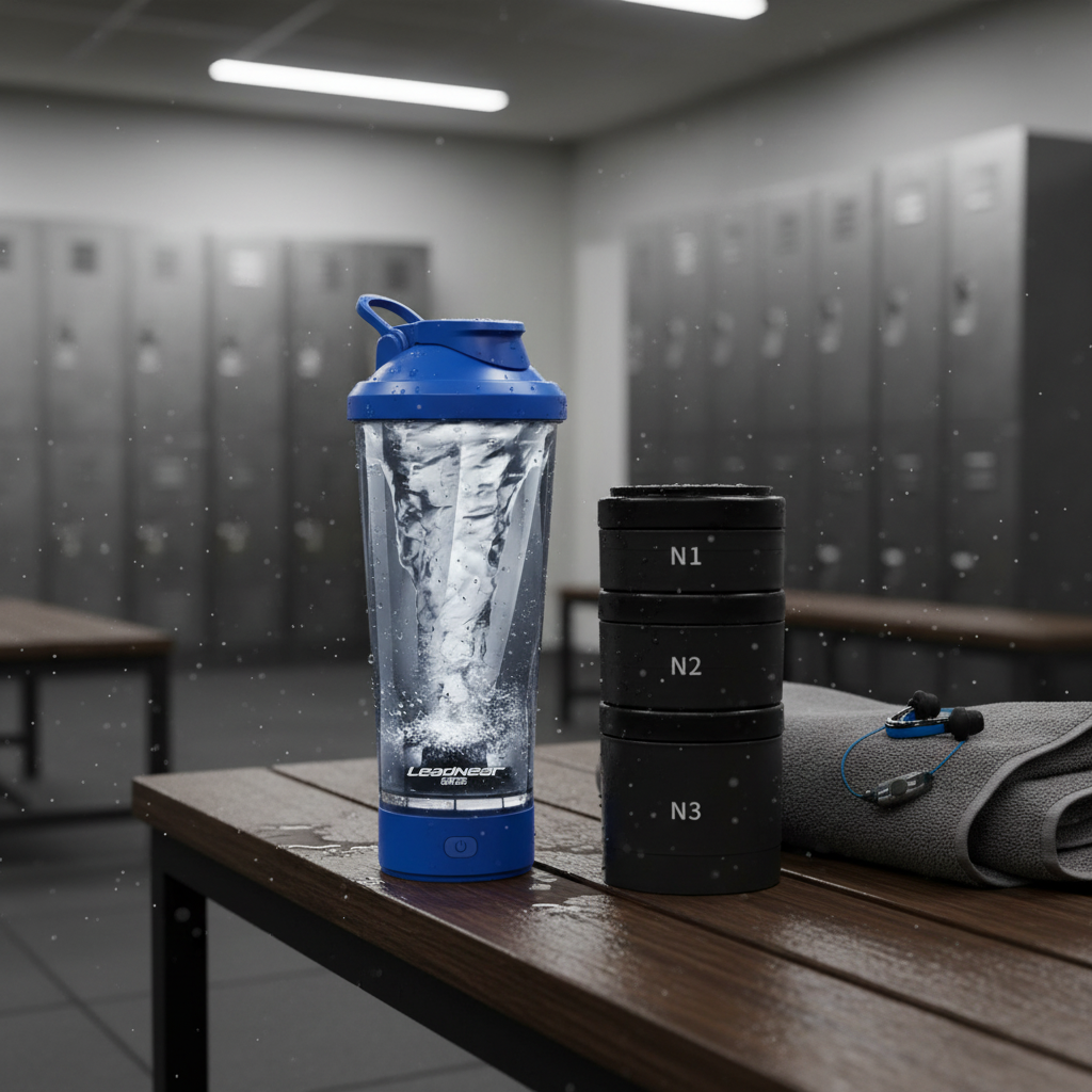Blå shaker – gym lifestyle