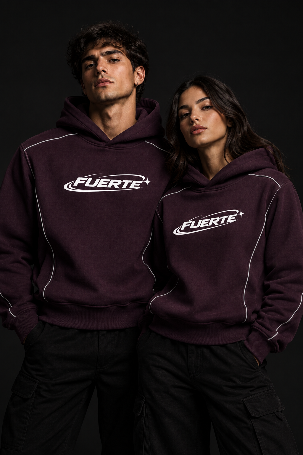 Unisex Oversized Piping Fleece Hoodie