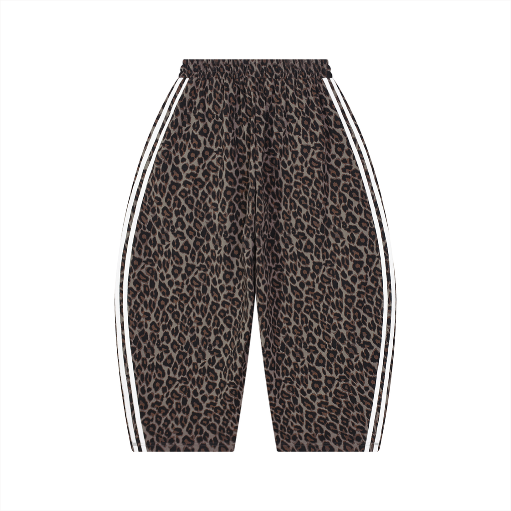 FUERTE Leopard Barrel-Leg Sweatpants