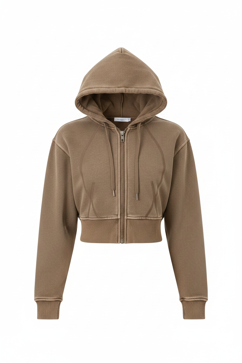 Vintage Washed Cropped Fleece Hoodie