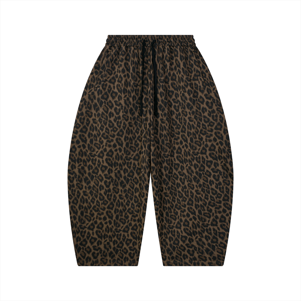 FUERTE Leopard Barrel-Leg Sweatpants