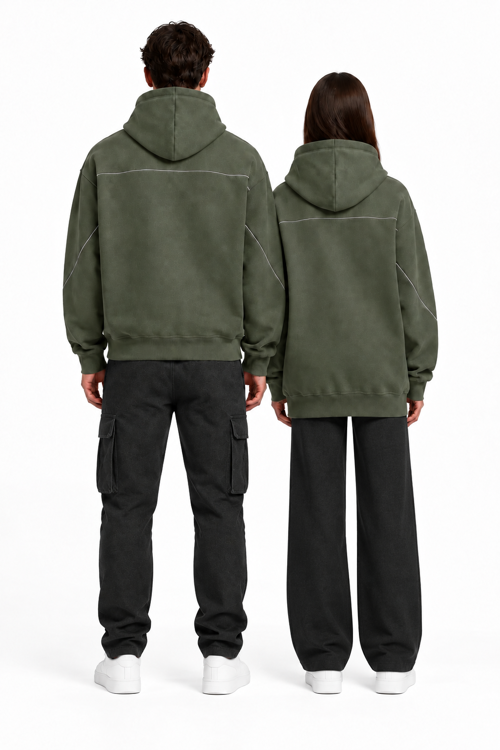 Unisex Oversized Piping Fleece Hoodie