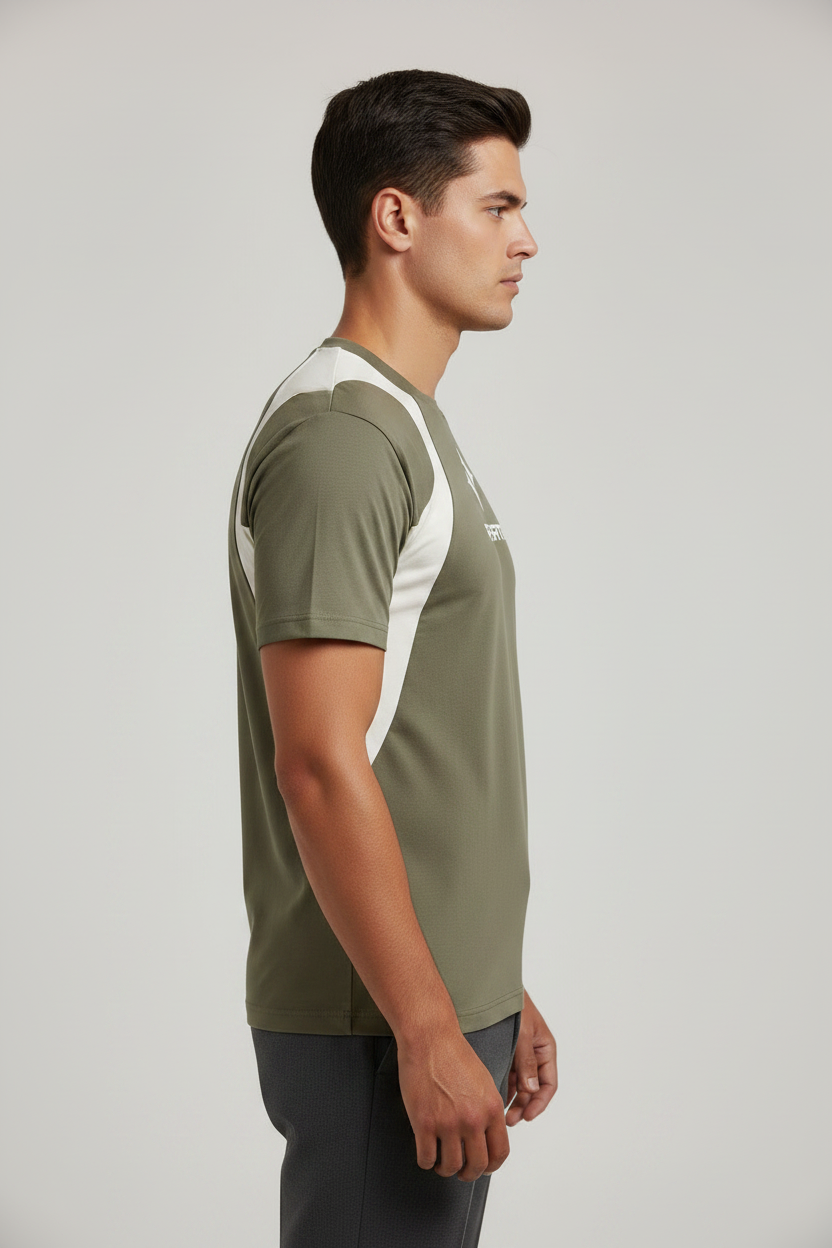 Contrast Panel Cotton T-Shirt