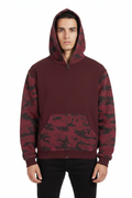 FUERTE Colorblock Camo Boxy Zip Hoodie