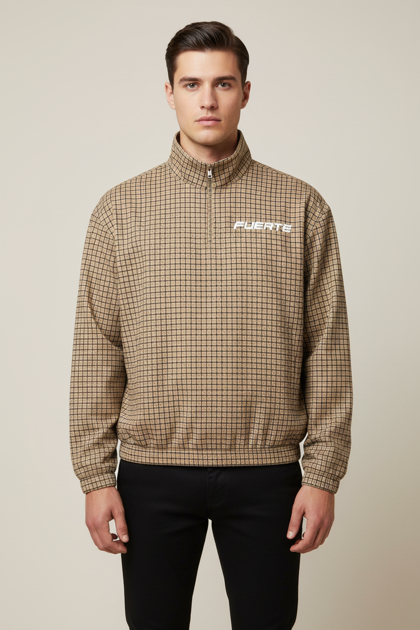 Unisex Plaid Quarter-Zip Sweatshirt