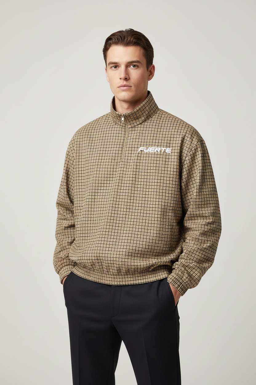 Unisex Plaid Quarter-Zip Sweatshirt