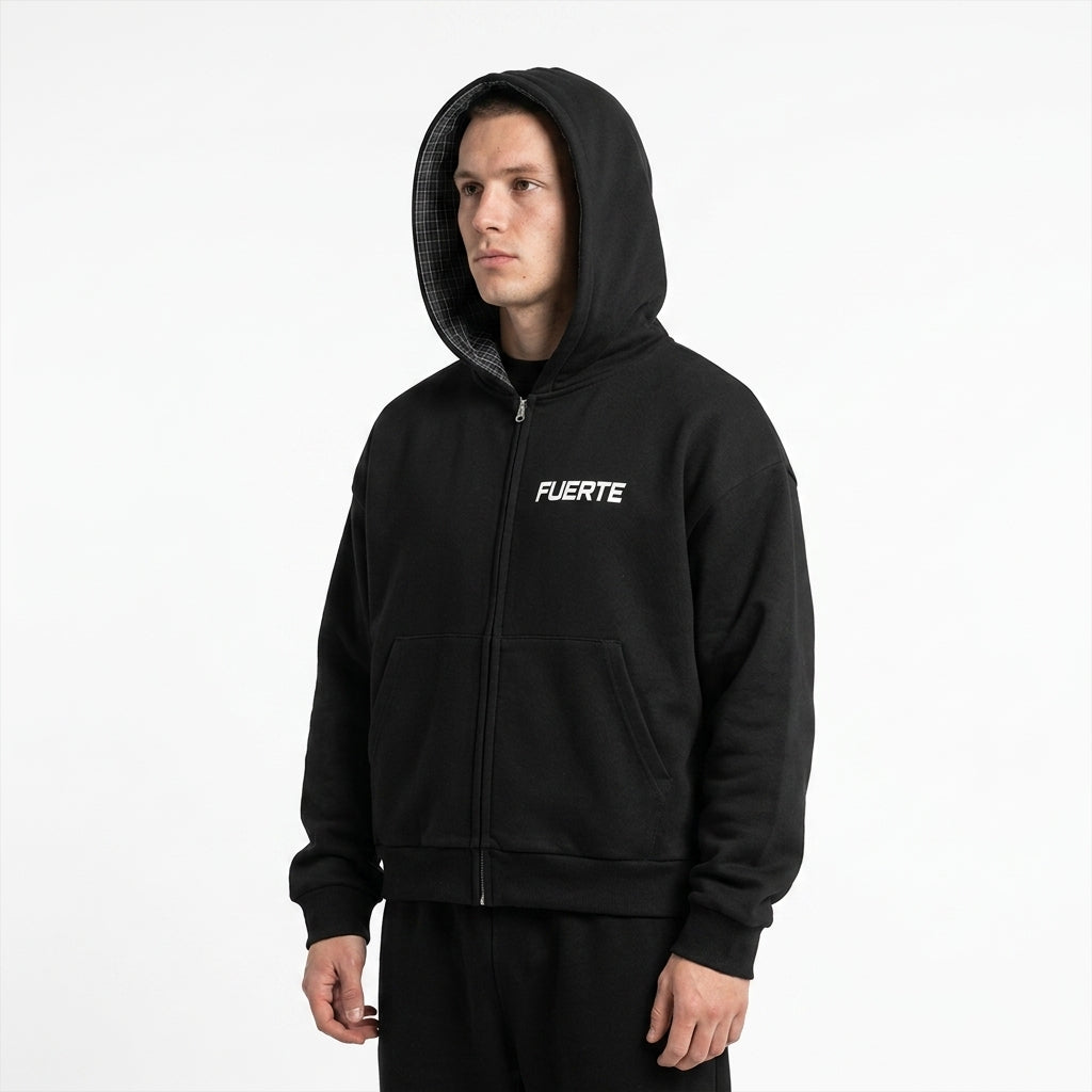 Zip-up Hoodie — Boxy Silhouette Studio Shot | Generated by Modelize