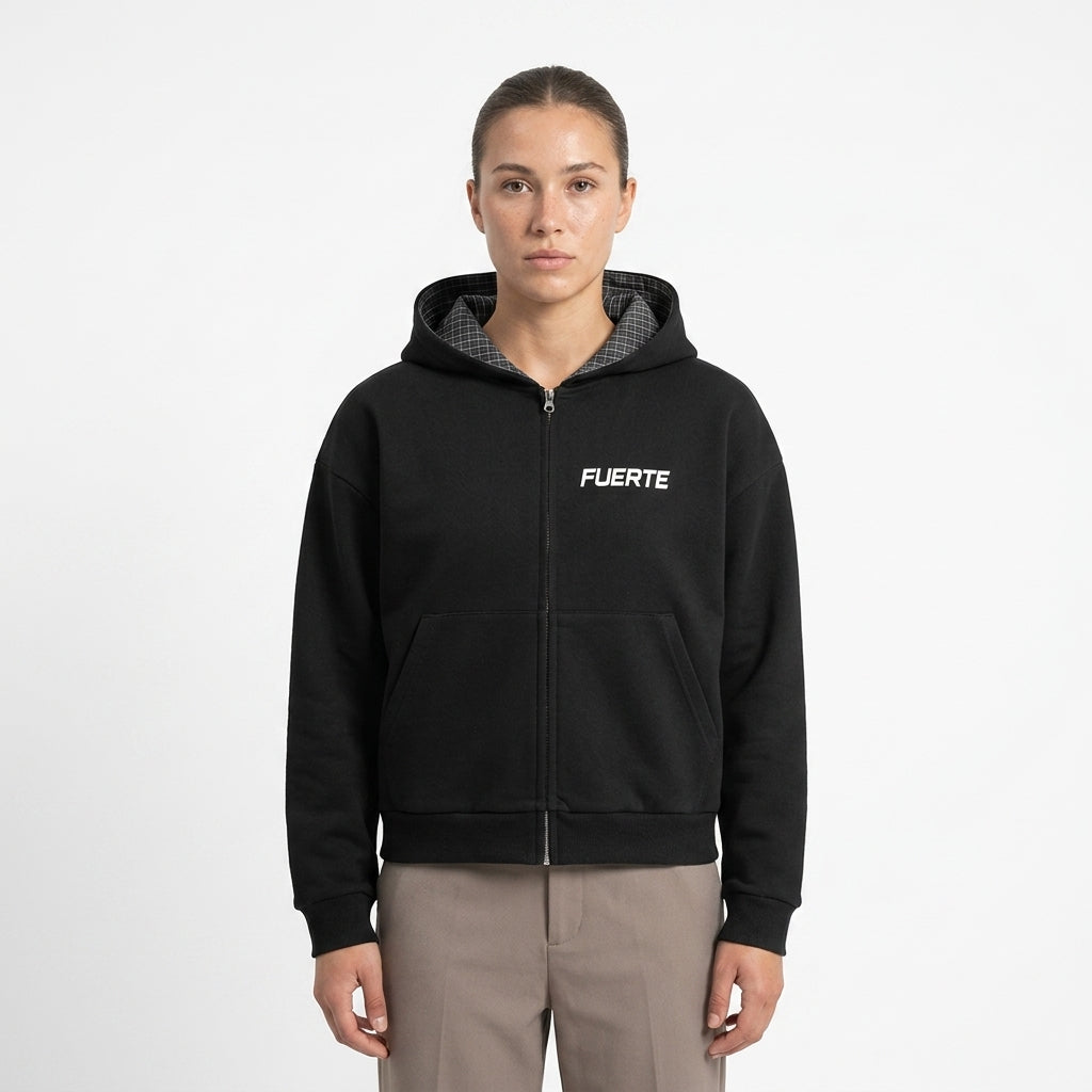 Boxy Zip-Up Hoodie — Streetwear Lifestyle Scene | Generated by Modelize