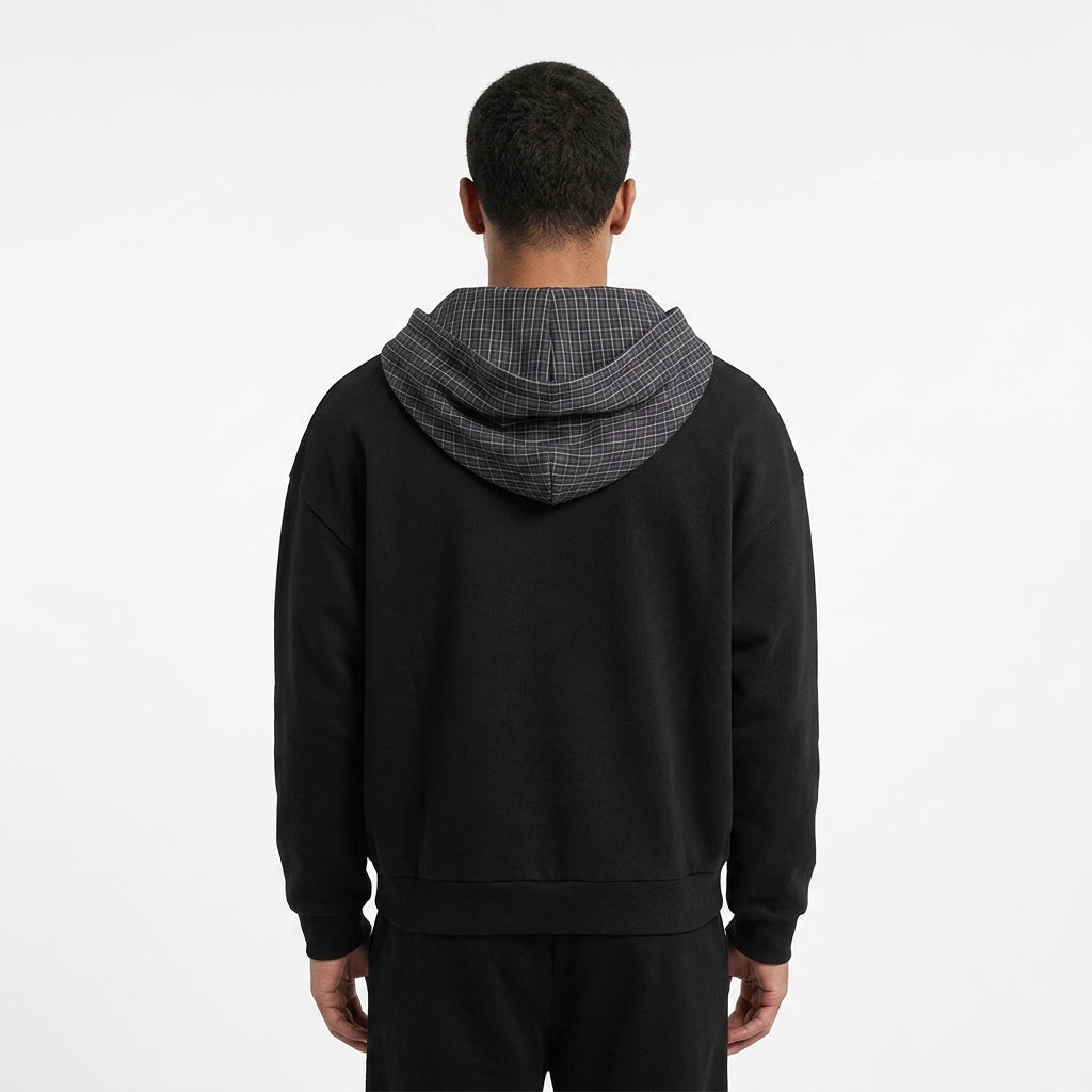 Boxy Zip Hoodie — Back Perspective View | Generated by Modelize