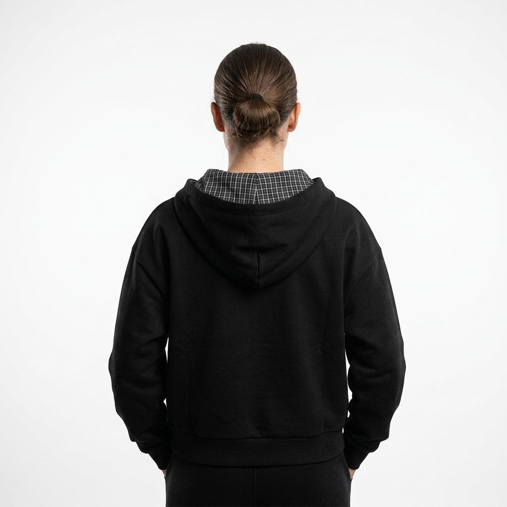 Zip-up hoodie — Back Perspective View | Generated by Modelize