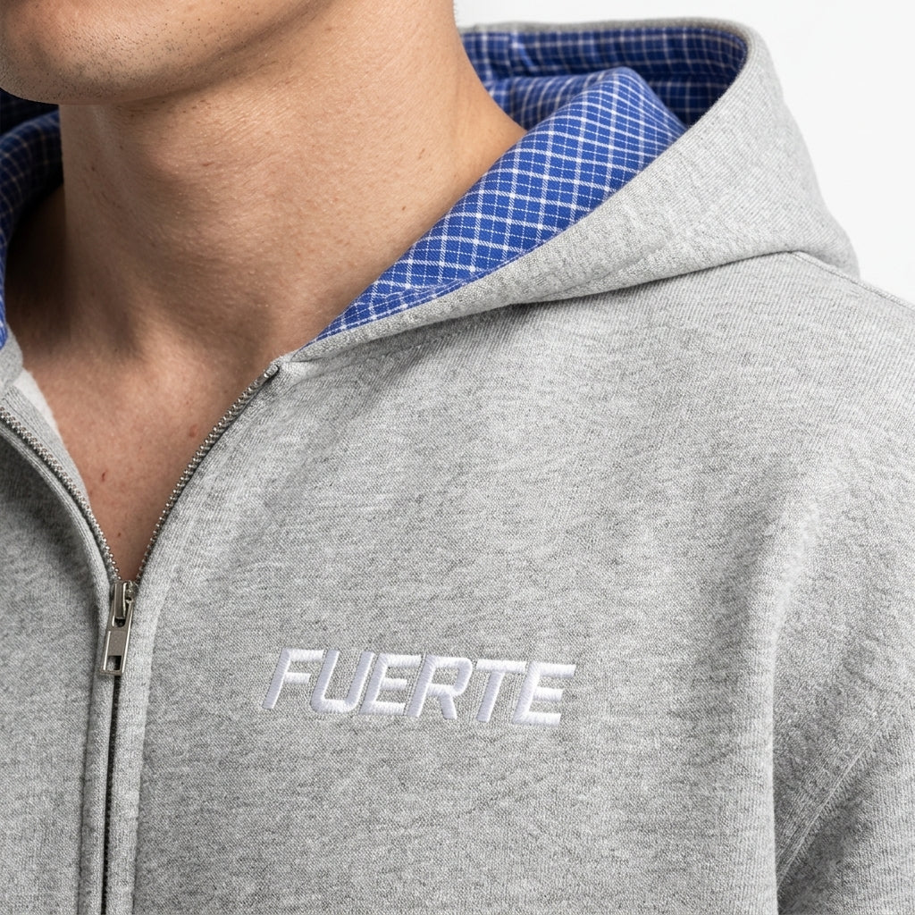 Boxy Zip Hoodie — Texture and Contrast Detail | Generated by Modelize