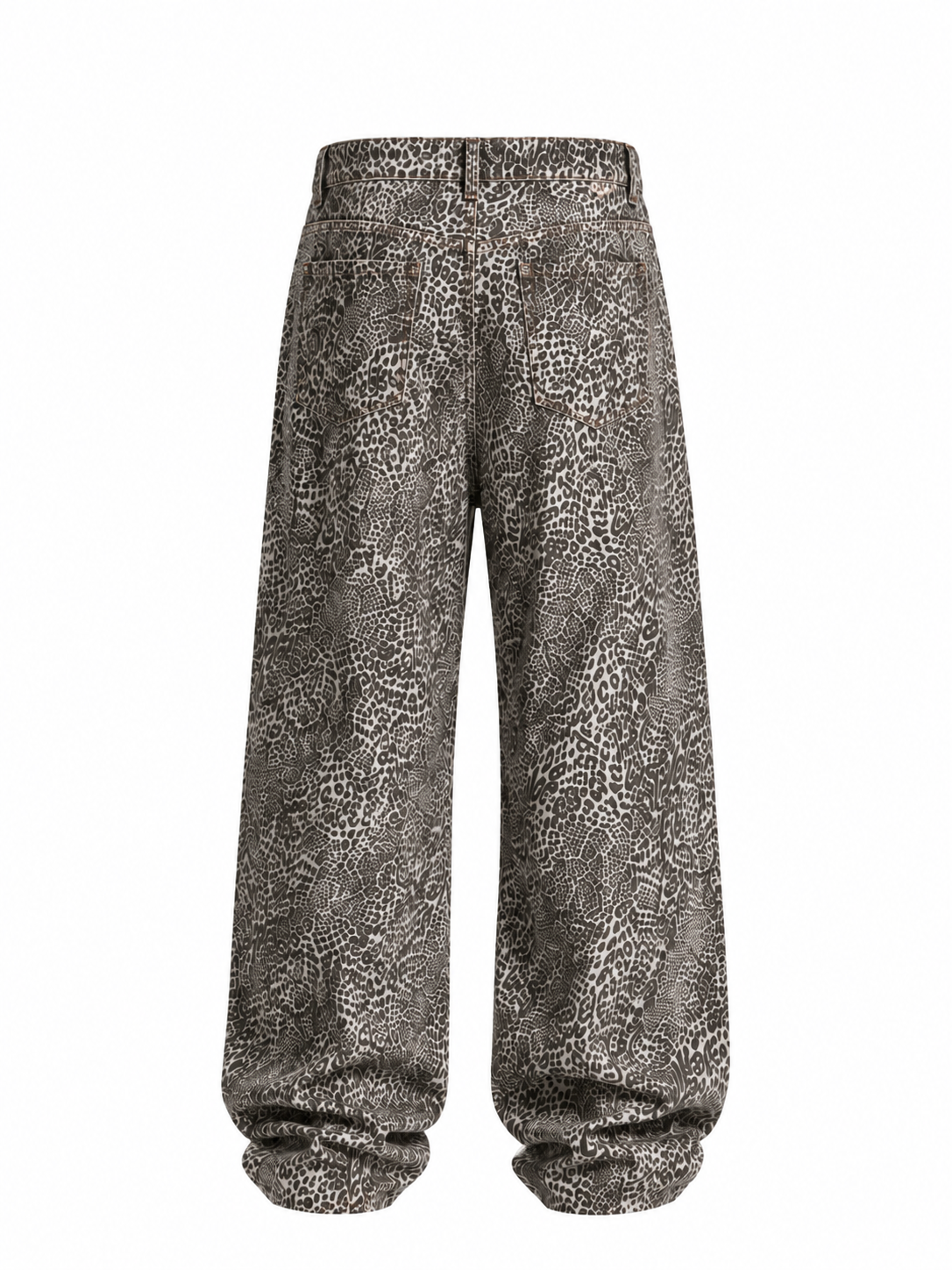 FUERTE Vintage Wash Leopard Wide-Leg Jeans