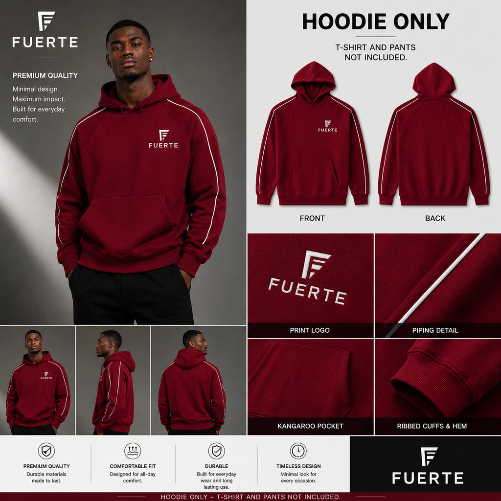 Contrast Piping Raglan Hoodie