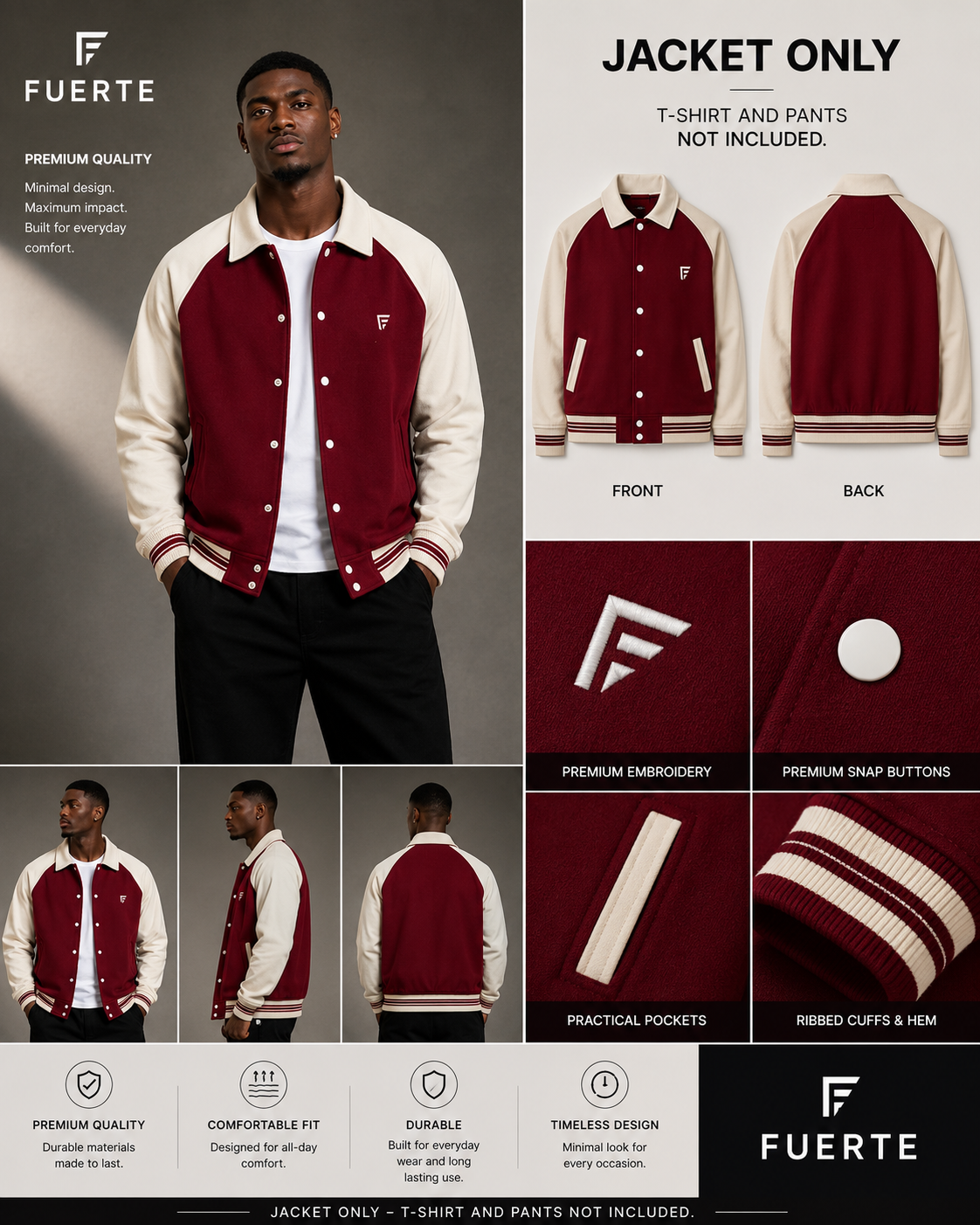Contrast Raglan Sleeve Baseball Jacket