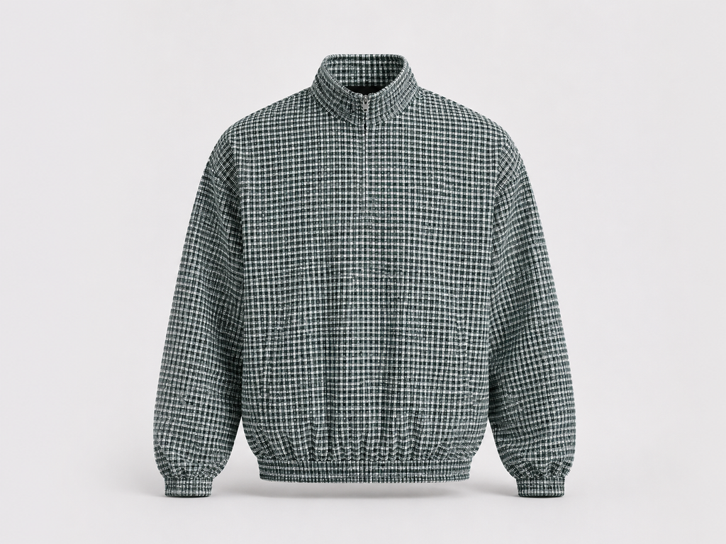FUERTE Plaid Quarter-Zip Sweatshirt