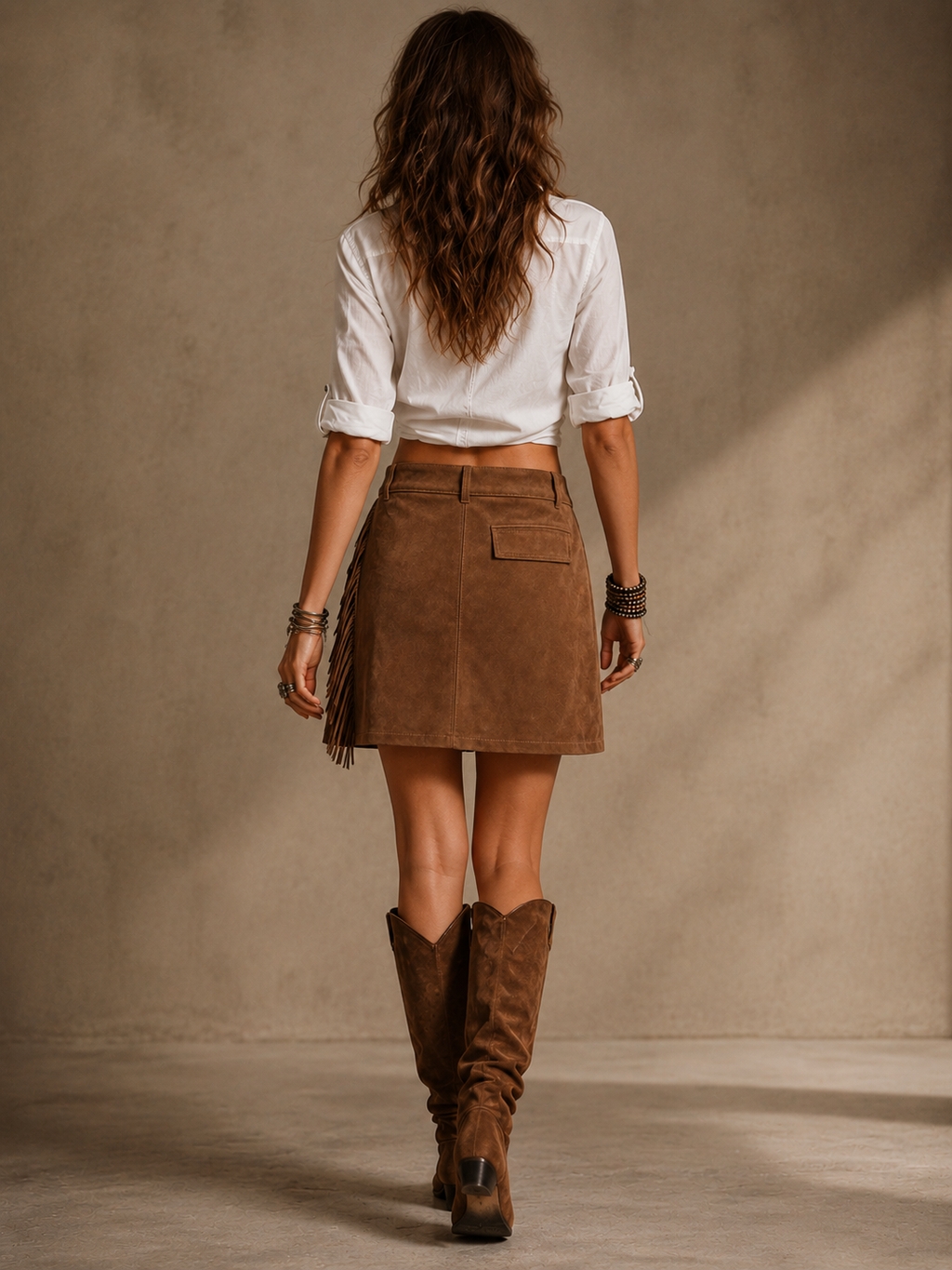 | Retro Western Suede-Like Skirt
