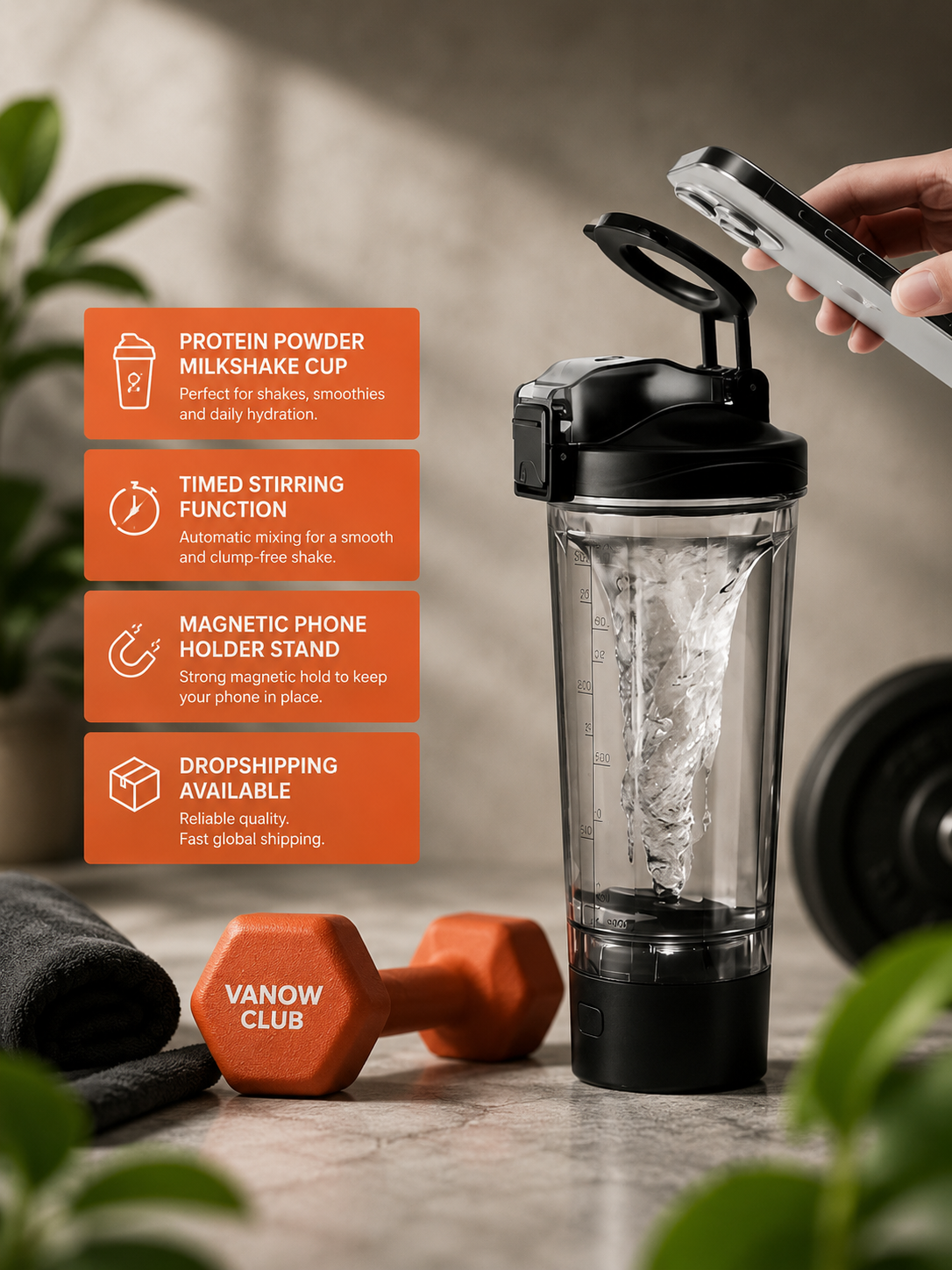 FUERTE Electric Protein Shaker – 700 ml
