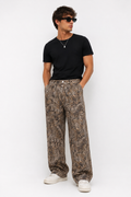 FUERTE Vintage-Wash Leopard Wide-Leg Jeans