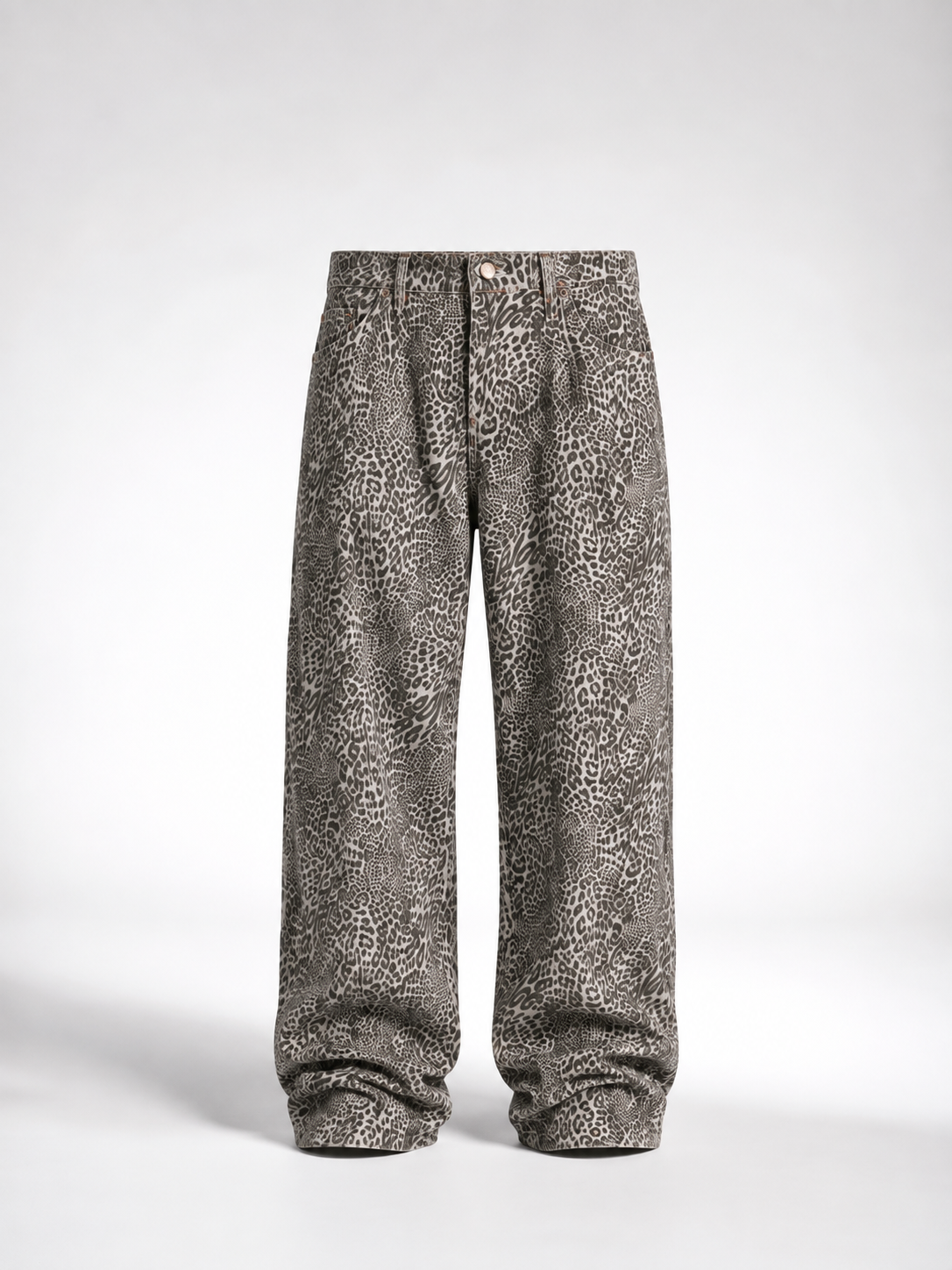 FUERTE Vintage Wash Leopard Wide-Leg Jeans