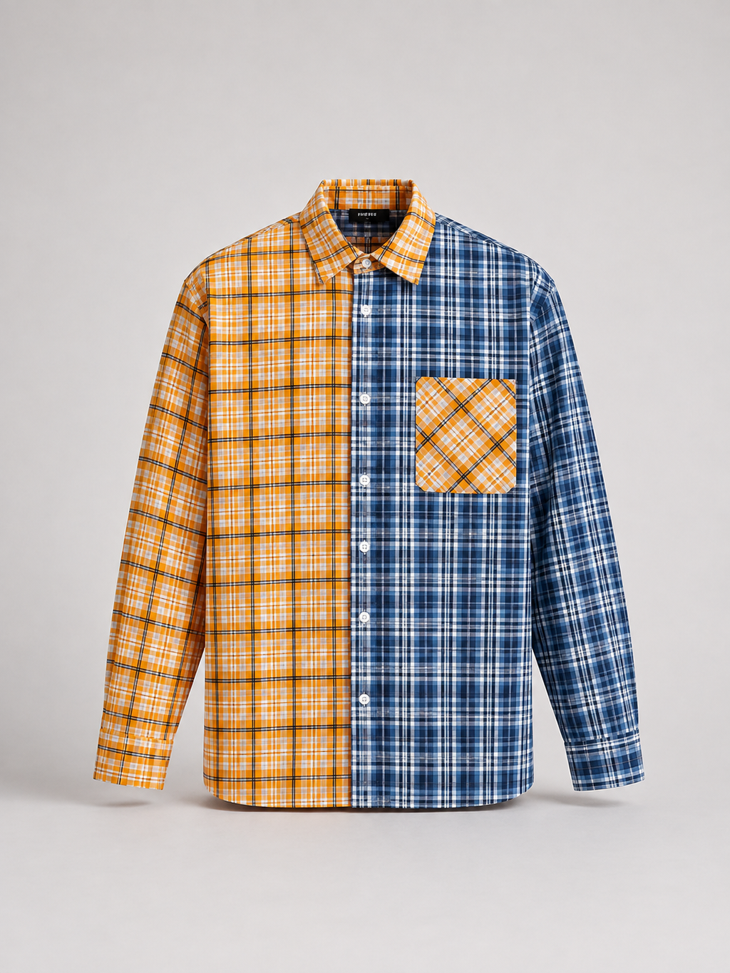 FUERTE Oversized Plaid Colorblock Shirt