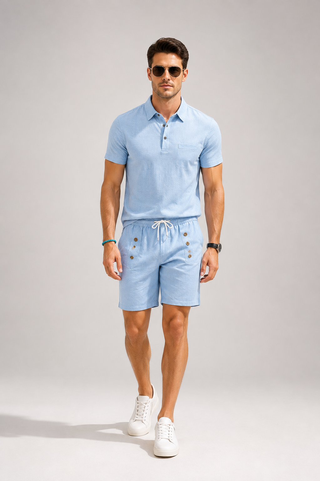 FUERTE Men’s Linen Polo & Shorts Set