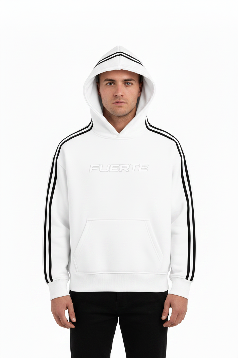 FUERTE Contrast Side-Stripe Cropped Hoodie