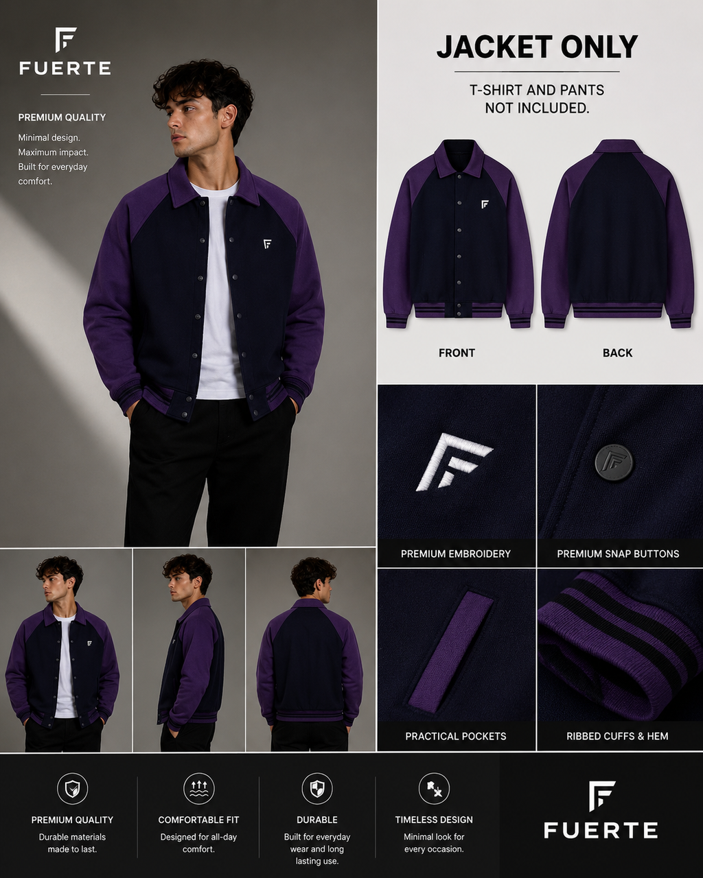 Contrast Raglan Sleeve Baseball Jacket