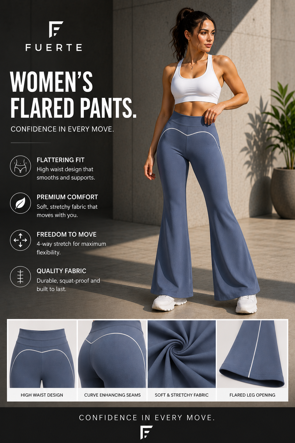 FUERTE Women’s High-Rise Flared Yoga Pants – Activewear