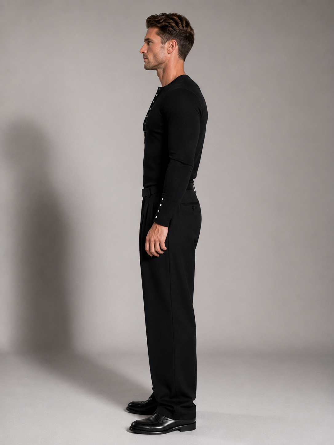 FUERTE Ribbed Henley Long Sleeve