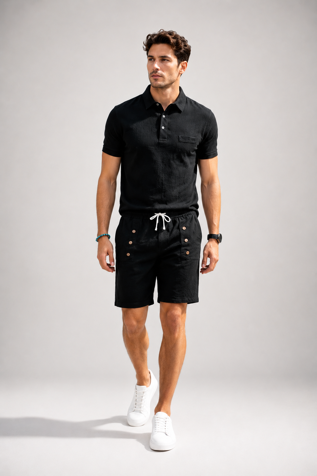 FUERTE Men’s Linen Polo & Shorts Set
